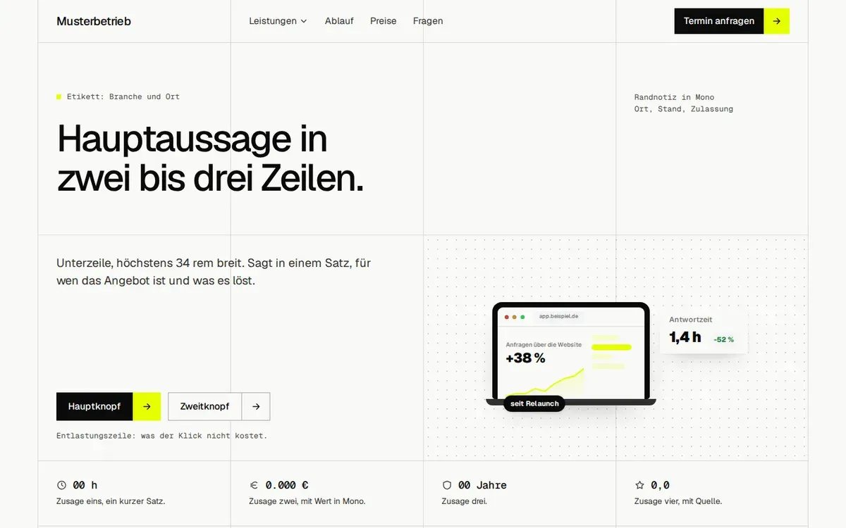 Startbildschirm des Designs Linie: helle Seite mit sichtbaren senkrechten und waagerechten Linien